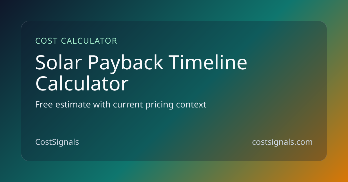 Solar Payback Analysis Timeline Calculator | Project Duration | CostSignals